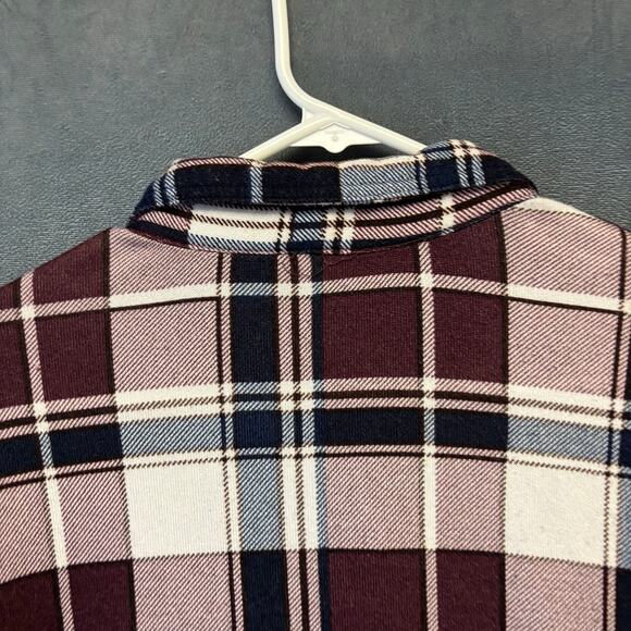 Eden & Olivia 1X Plaid Button Front Tunic Top Burgundy Navy Soft Stretch Country - Picture 10 of 11